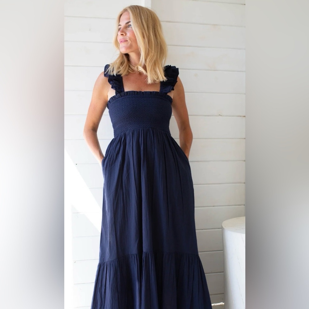 Marea Sasco Dress in navy cotton Small Maxi Dress